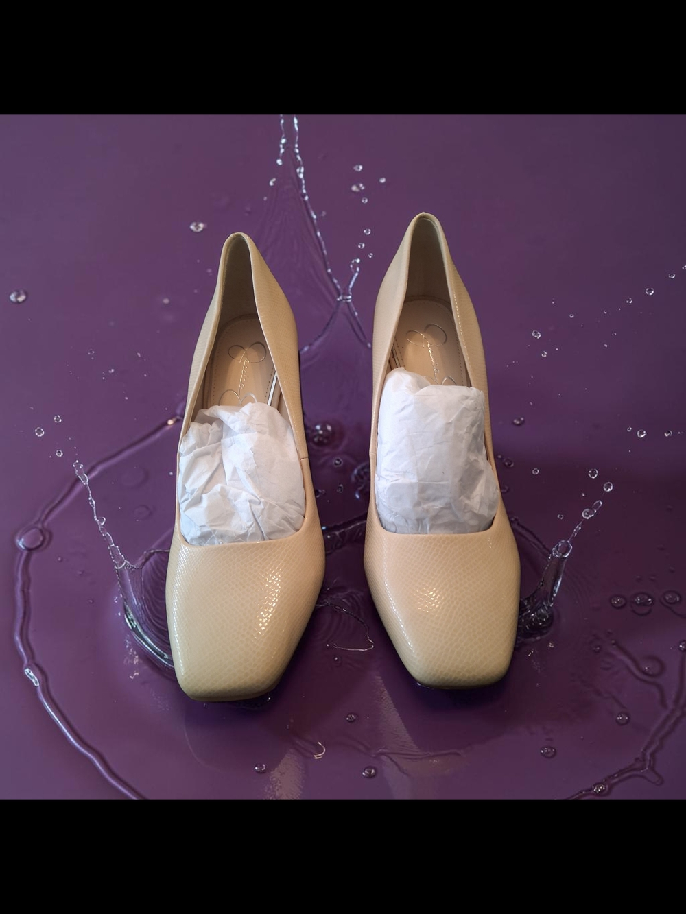 Jessica Simpson Cream Square-Toe Pumps Womems Shoe Size 7.5